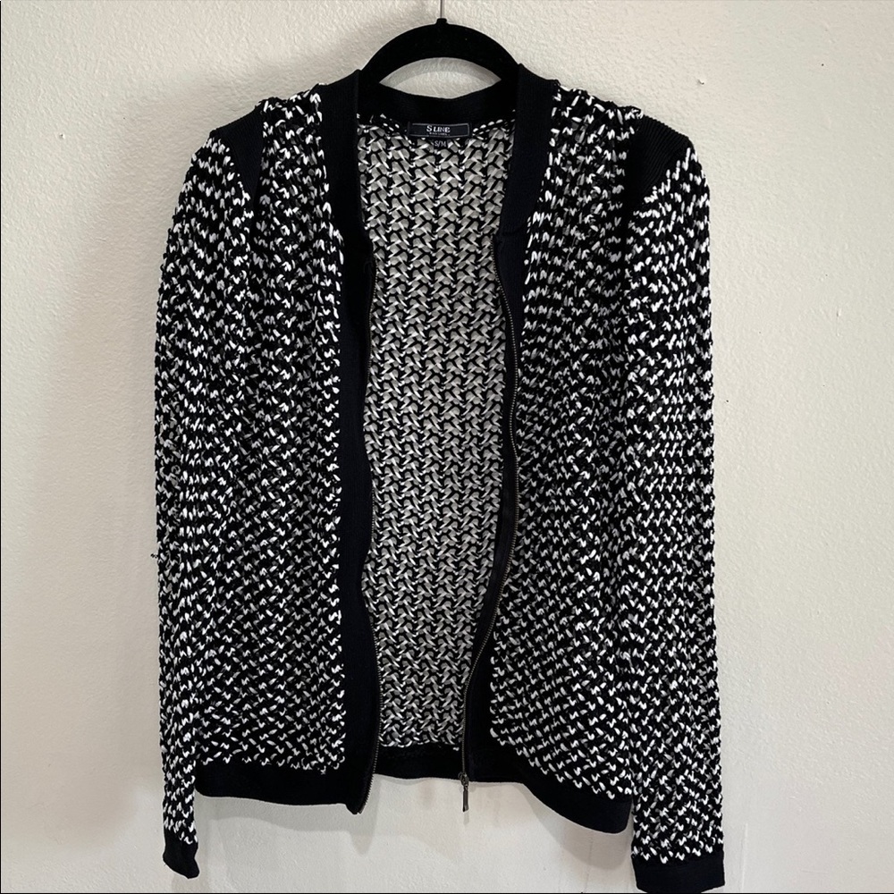 S LINE Black Label Knitted black and White Jacket, Size S/M